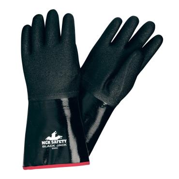 Black JackÂ® Series Black Neoprene Coated Work Gloves Multi-Dipped Etched Rough Neoprene 14 Inch Length Fully Coated Foam Lining