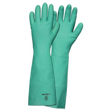 Nitri-Chem™ Unlined Green Nitrile Gloves Industrial Grade Extra-Long 18 Inches in Length 22 mil Thickness
