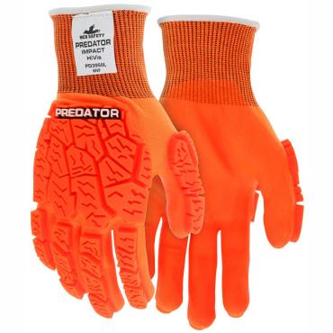 Predator® Mechanics Gloves Hi-Visibility Impact Resistant Work Gloves Tire Tread TPR on Back, Fingers, and Thumb Breathable Nitrile Palm adds Wet and Dry Grip