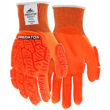 PredatorÂ® Mechanics Gloves Hi-Visibility Impact Resistant Work Gloves Tire Tread TPR on Back, Fingers, and Thumb Breathable Nitrile Palm adds Wet and Dry Grip