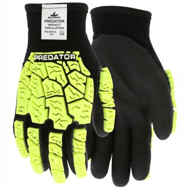 Predator® Insulated Mechanics Gloves Hi-Visibility Impact Resistant Work Gloves Tire Tread TPR on Back, Fingers, and Thumb HPT™ Palm Side Coated for Gripping Power