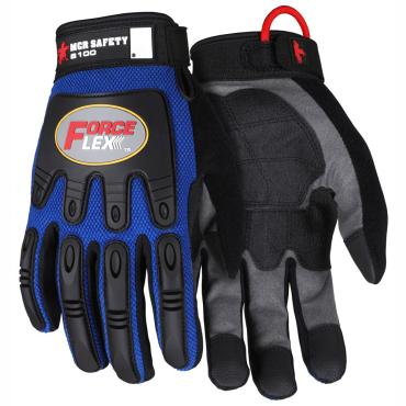 ForceFlexÂ® Mechanics Work Gloves Reinforced Rough Grip Palm Pad Mesh Back with TPR Metacarpal Protection