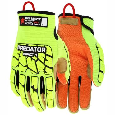 Predator® Mechanics Gloves Hi-Visibility Cut Resistant Work Gloves Tire Tread TPR on Back, Fingers, and Thumb Kevlar® Cut Resistant Palm Liner